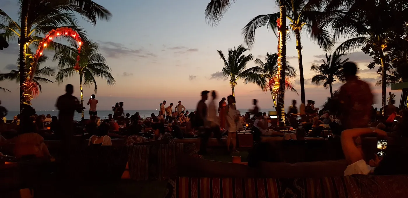Seminyak beach at sunset in Bali